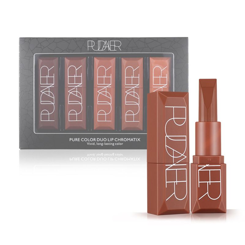 5Pcs Red Matte Lipstick Kit Vitamin E Moisturizer Waterproof Lip Makeup Set
