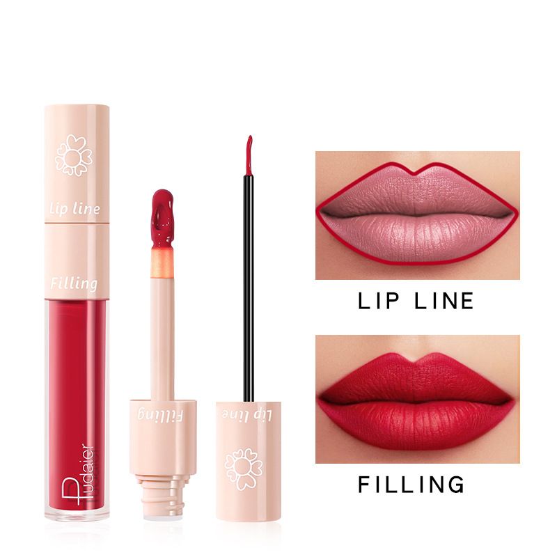 Double-ended Lip Glaze Red Matte Lipstick Lip Liner Cosmetics