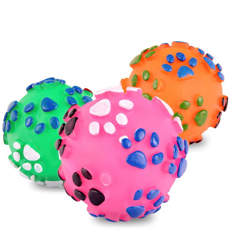 Cute Footprints Pet Bouncy Ball Toy Dog Chew Toys