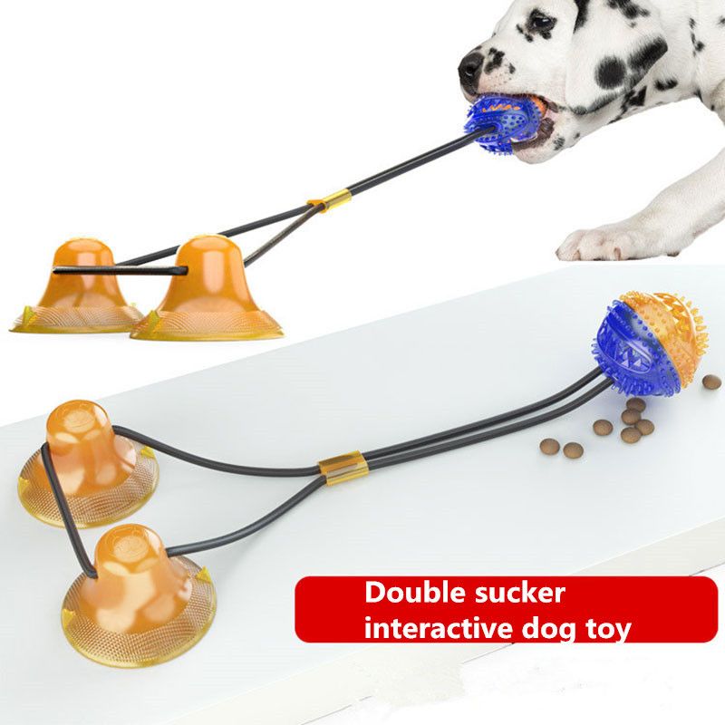 Push Elastic Ropes Pet Dog Tooth Cleaning Chewing Toys with Suction Cup