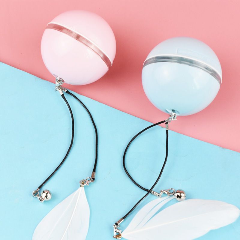 USB Rechargeable Feather Bells Cat Self Rotating Toys