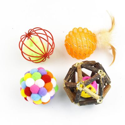 Bell Feather Ball Plush Ball Cat Toys Set