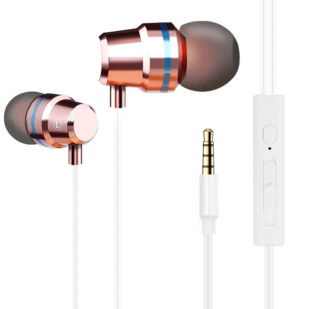 Wired Sports Headset Heavy Bass In-Ear Ring Metal Earphone