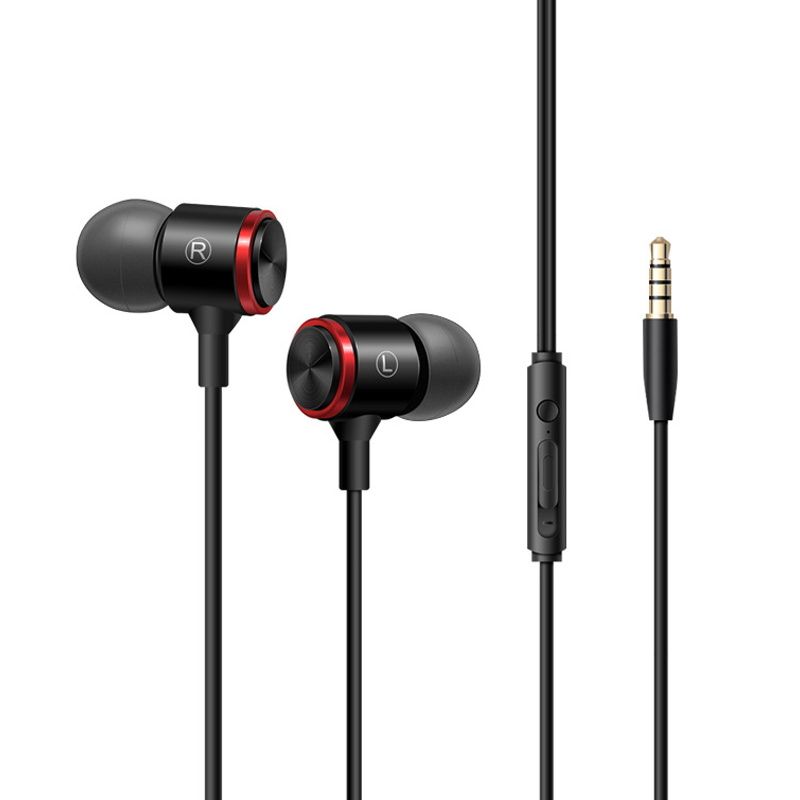 Wired Headphones Metal Subwoofer In-Line  PC Headset In-Ear Sports Headphones