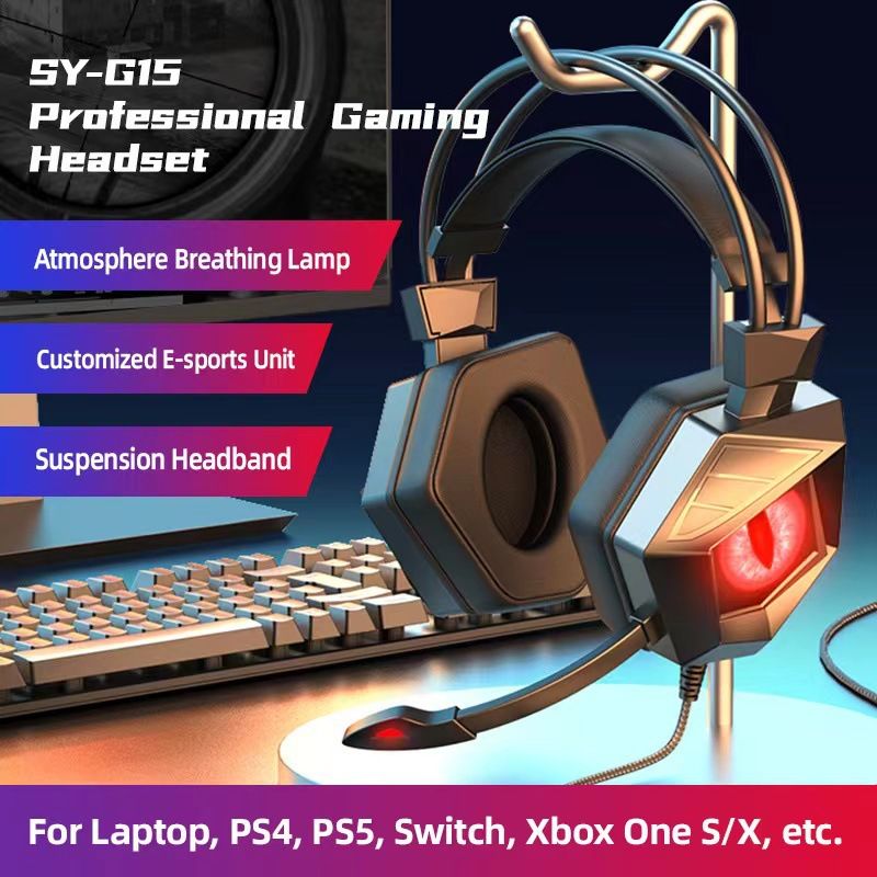 Casque de jeu lumineux avec basses puissantes et contrôle filaire