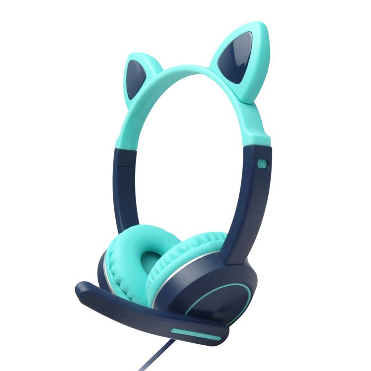 Waterproof Noise Cancelling Sports Headset Cute Womens Cat Ear Headphones