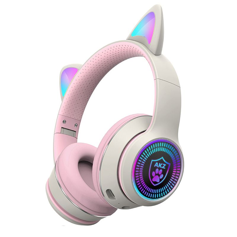 Light Up Stereo Headphone Foldable Cute Cat Ear Wireless Headsets with Mic