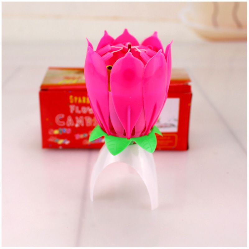 Creative Lotus Music Candles for Birthday Cake Decoration