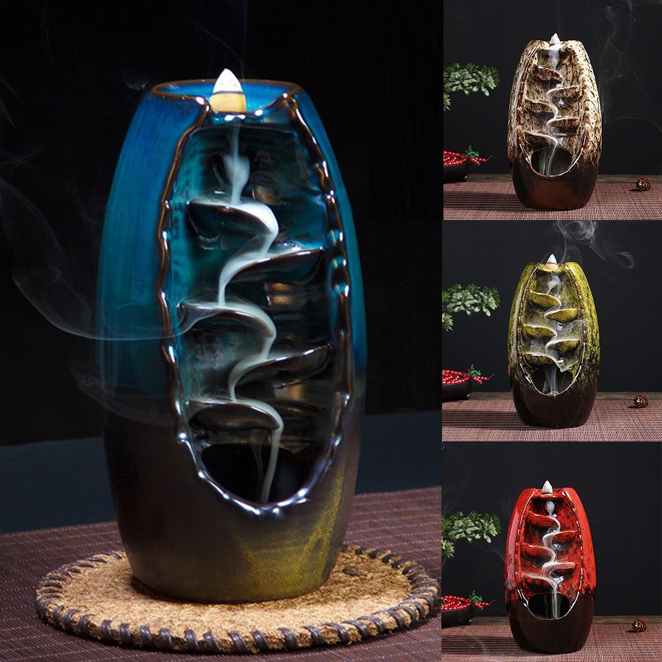 Incense Holder Ceramic Backflow Waterfall Smoke Incense Burner Home Decor