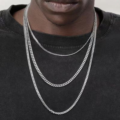 Collier chaîne cubaine hip-hop rock en acier inoxydable pour homme et femme, simple et tendance, idéal pour les fêtes
