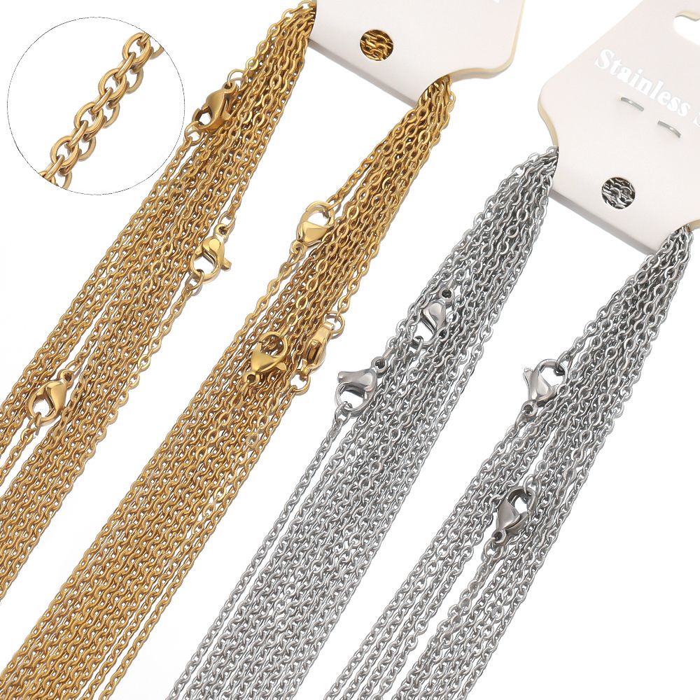 Lot de 10 chaînes à maillons en acier inoxydable de 50 cm, colliers, croix cubaine, accessoires de bricolage, cadeaux, fabrication de bijoux, vente en gros