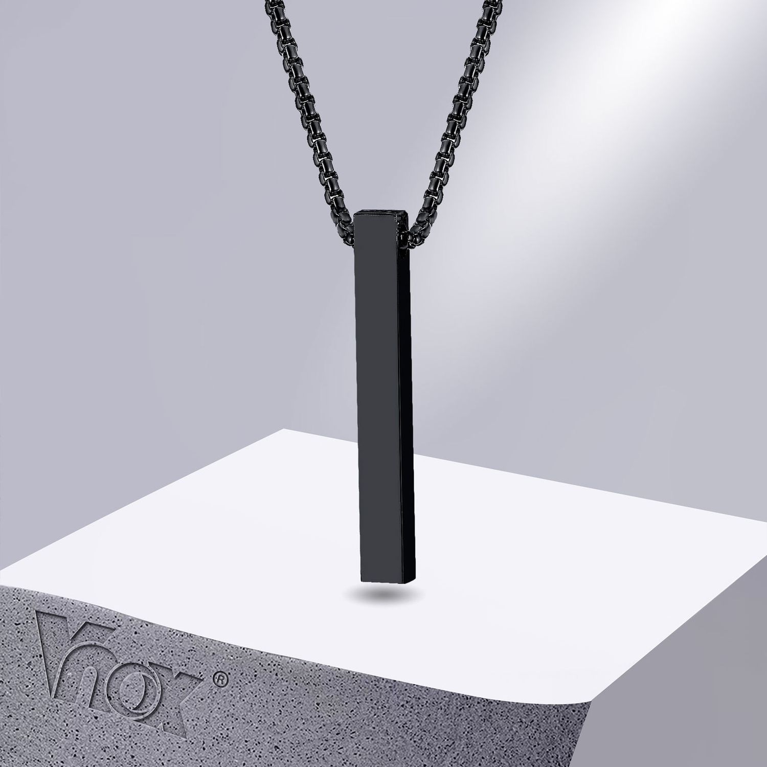 Collier pilier Vnox 5 mm pour homme et femme, pendentif barre 3D en acier inoxydable, collier unisexe minimaliste et décontracté