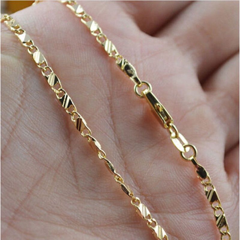 Collier exquis en or 18 carats pour femmes et hommes, taille 40 à 76 cm, chaîne de bijoux en gros