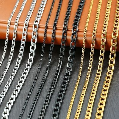 Collier ras du cou Vnox pour homme, chaîne cubaine en acier inoxydable, couleur or noir, bijoux cadeaux pour lui