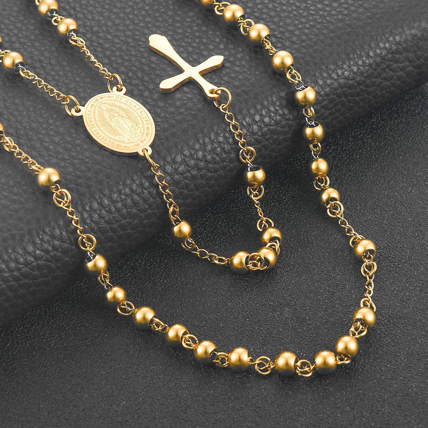 Collier avec pendentif en forme de chapelet religieux, style bohème, vintage, en acier inoxydable, pour femmes et hommes, bijoux à breloques, cadeaux