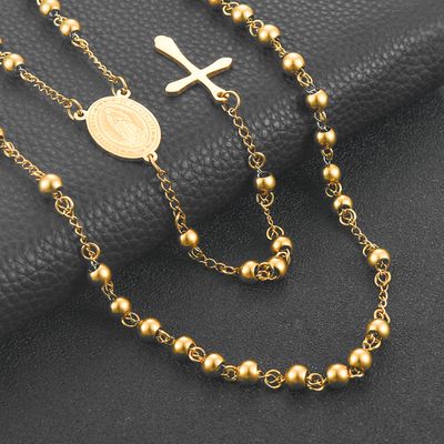 Collier avec pendentif en forme de chapelet religieux, style bohème, vintage, en acier inoxydable, pour femmes et hommes, bijoux à breloques, cadeaux