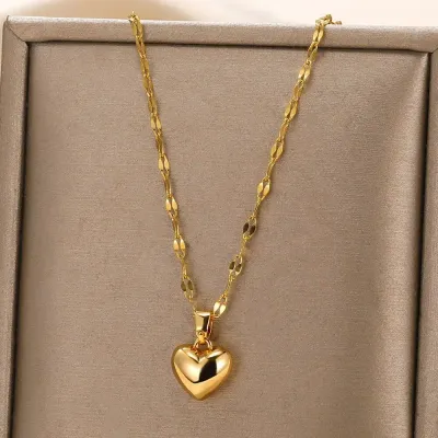 Collier en acier inoxydable avec pendentif en forme de cœur pour femme, tendance, simple, cadeau, 2025