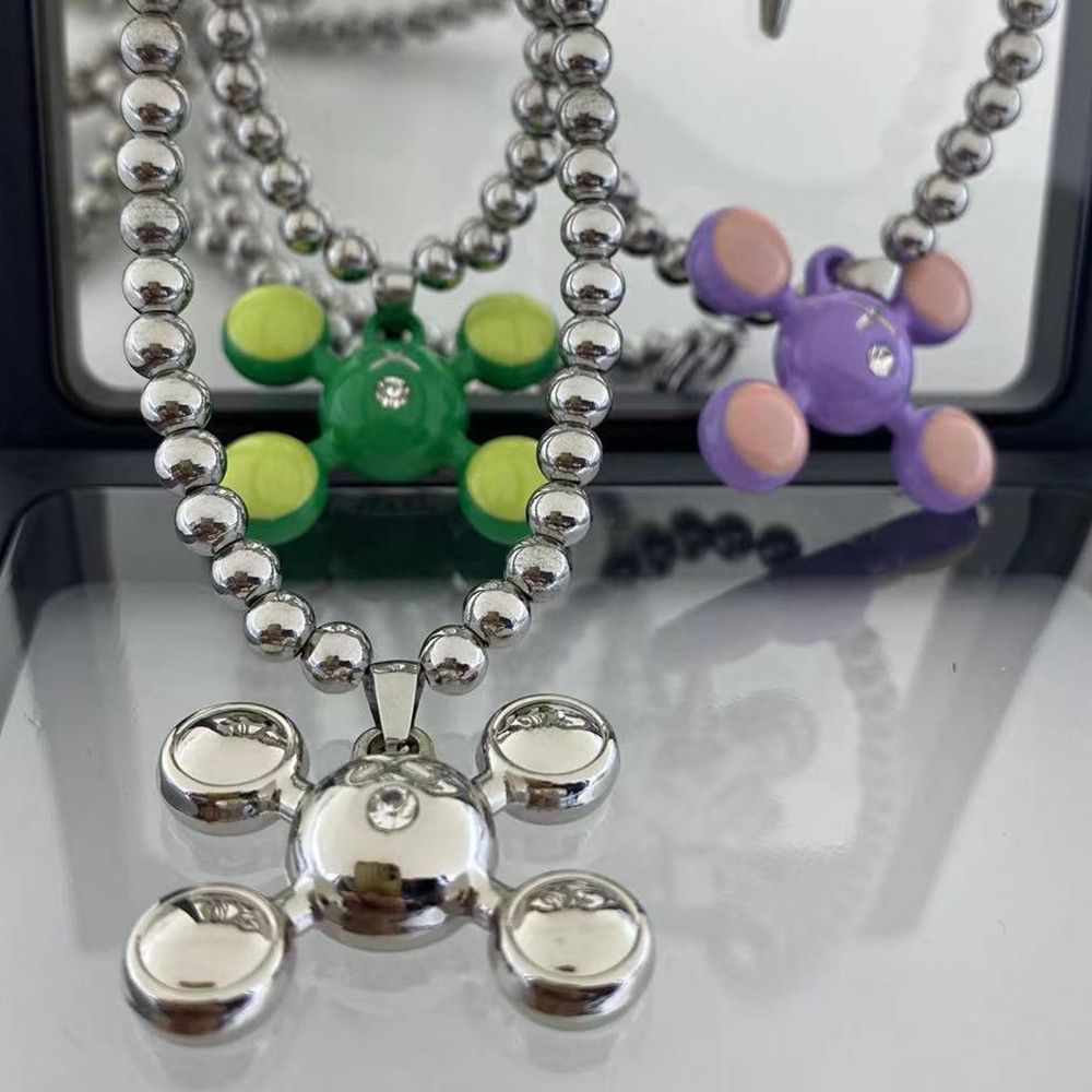 Pendentif boule quadruple style hip-hop, bijoux en acier inoxydable, collection de colliers tendance pour hommes et femmes, vente en gros