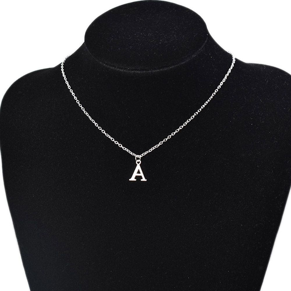 Colliers avec pendentifs en lettres de l&#39;alphabet anglais de A à Z, couleur argent, pour femmes, bijoux en métal, simple chaîne ras du cou avec initiales