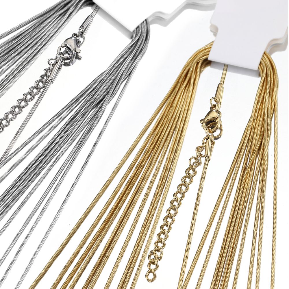 Lot de 10 ou 5 chaînes serpent en acier inoxydable pour la fabrication de bijoux, pendentifs, fermoirs mousquetons, vente en gros
