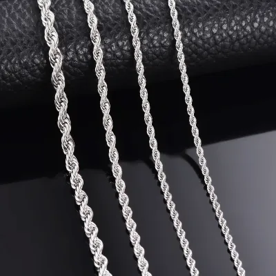 1 pièce en argent sterling 925 largeur 2 mm/3 mm/4 mm chaîne collier/bracelet pour hommes femmes homme mode chaîne collier