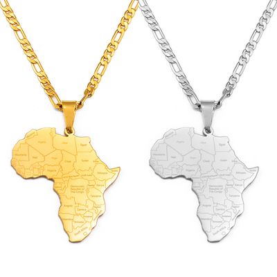 Anniyo – colliers avec pendentif carte de l&#39;afrique et nom du pays, pour femmes et hommes, bijoux avec cartes africaines, Nigeria, Congo, Ghana, Sudan, Somalia # 233921