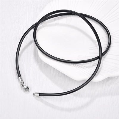 Jiayiqi corde en caoutchouc collier et Bracelets pour hommes femmes mode bijoux cadeau décontracté col rond noir collier bricolage corde