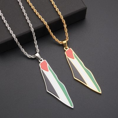 HNSP – collier avec pendentif en acier inoxydable, série drapeau palestinien, chaîne pour femmes et hommes, accessoires de bijoux palestinien