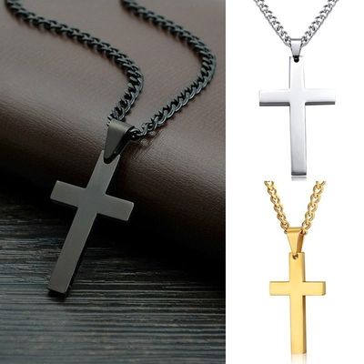 Collier pendentif croix Vintage en acier inoxydable, nouveau Design, chaîne noire, collier pour hommes et femmes