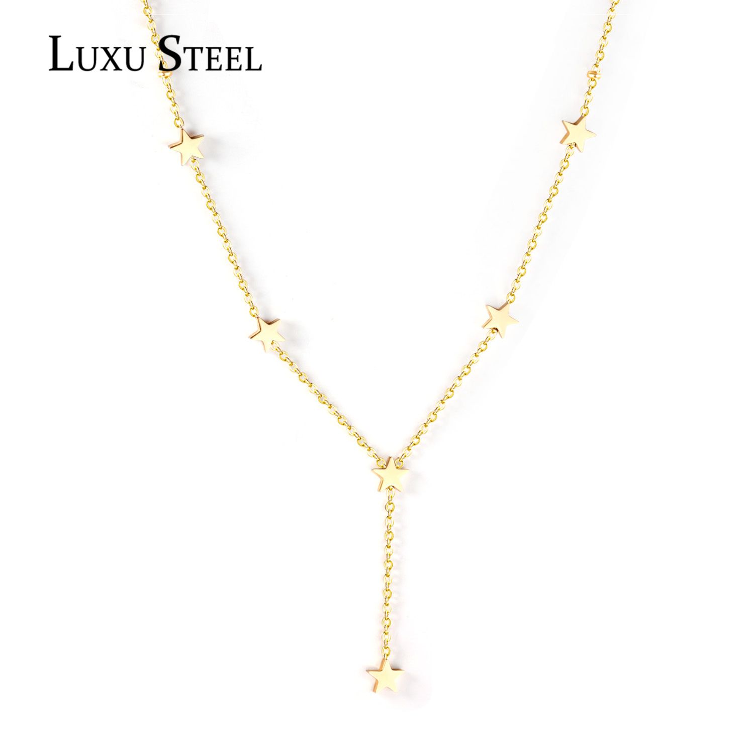 LUXUSTEEL-Collier Étoile en Acier Inoxydable pour Femme et Fille, Accessoires, Document localité, Pompon, Bijoux, ChimStyle, Equipendence