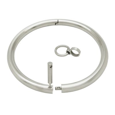 Collier d&#39;esclave en acier inoxydable brossé mat, collier de couple verrouillable, ras du cou, vêtements fétichistes, bijoux pour hommes et femmes