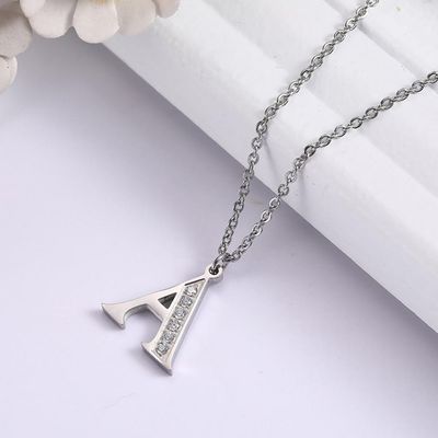 Collier Initial pour hommes et femmes, 26 lettres strass, chaîne de cou unisexe, exquis, galvanisé, brillant, accessoires de bijoux