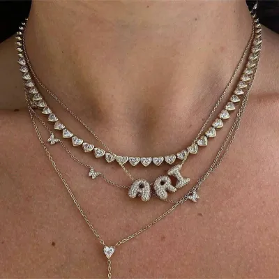 Collier avec 26 lettres anglaises, nouveau, cubique, contre-indiqué, en zircone, DIY, nom