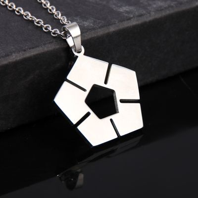 Collier avec serrure bleue, pendentif en acier inoxydable, signe de football, pour femmes et hommes, bijoux de Cosplay, accessoires, cadeau