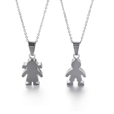 DBVITE  Collier pendentif en acier inoxydable pour garçon et fille, tour de cou en or argenté, bijoux de famille, document d&#39;anniversaire pour enfants, femmes et enfants