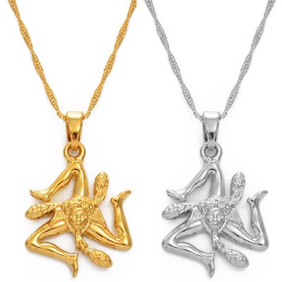 Anniyo sicile italie villes drapeau pendentif colliers, couleur argent/or couleur italien Sicilia bijoux @ 237106