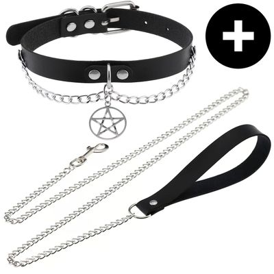 Tour de cou gothique Punk en cuir Pu avec laisse – Collier réglable pour femmes, parfait pour Halloween et usage quotidien