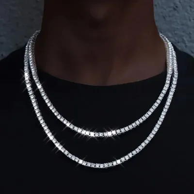 Chaîne de Tennis classique de 4MM, Bracelet glacé, collier pour hommes et femmes, bijoux Hip-Hop, 8/16/18/20/24/30 pouces, ras du cou, cadeau, nouvelle collection