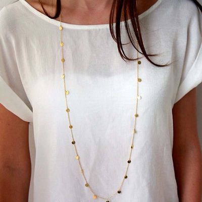 Collier bohémien à paillettes et pampilles longues pour femmes, couleur or, chaîne de pull géométrique en métal, tendance, nouvelle collection 2025