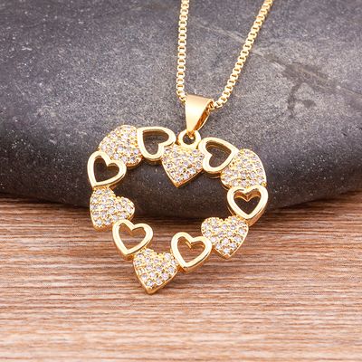 Nidin romantique coeur amour pendentif collier pour femmes tour de cou longues chaînes cou couleur or collier amoureux cadeau Boho fête bijoux