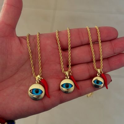 1 pièces 16mm/21mm/27mm bleu turc mauvais œil poivre breloques pendentifs collier pour femmes bijoux cadeau