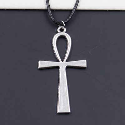 Collier pendentif tibétain Anka Cross, symbole de la vie égyptien Ankh, breloque tour de cou, cuir noir, cadeau prix d&#39;usine, mode
