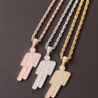 Offre spéciale Hip Hop billie pendentif collier bijoux accessoires plaqué or Zircon tête inclinée pendentif hommes femmes collier