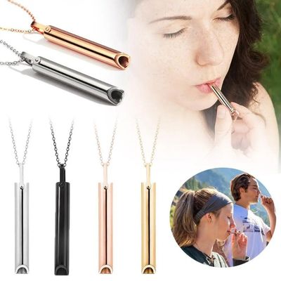 Collier de respiration d&#39;anxiété en acier inoxydable, pour arrêter de fumer, soulagement du Stress, colliers de méditation, rituel de Yoga, accessoires bijoux