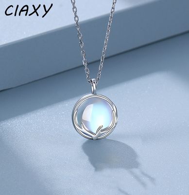 CIAXY – colliers avec pendentif en pierre de lune pour femmes, couleur argent, clous de cerf, chaîne de clavicule, bijoux de luxe