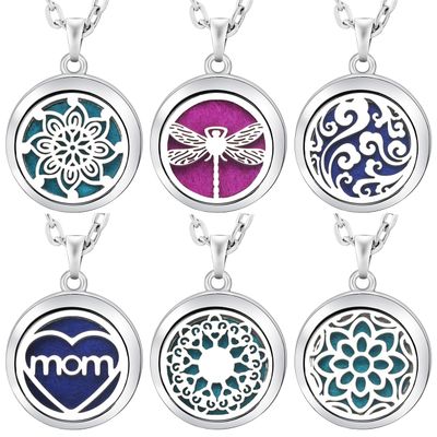 Collier diffuseur d&#39;huiles essentielles d&#39;aromathérapie en forme de cœur, en acier inoxydable, médaillon de parfum libellule de haute qualité, pendentif bijoux
