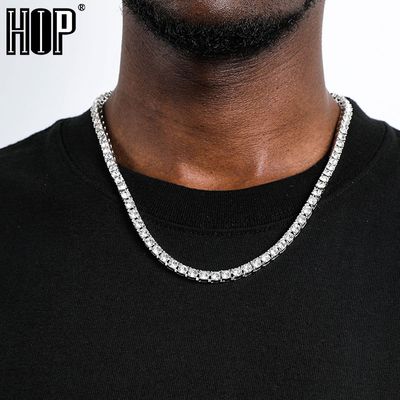 Hip Hop glacé Tennis chaîne collier 3MM 4MM 5MM hommes colliers 1 rangée strass tour de cou Bling cristal pour hommes bijoux
