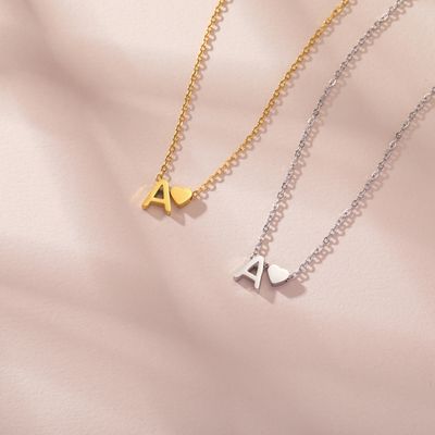 Cazador lettre initiale Mini coeur pendentif collier pour femmes en acier inoxydable A-Z Alphabet tour de cou chaîne bijoux cadeau de noël