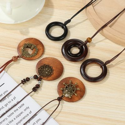 Collier rétro en cuir Vintage, décoration, lanière, accessoires de cou, chaîne de pull, pendentif pour vêtements