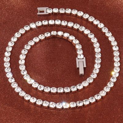 SION L-Collier Tennis en Acier Inoxydable pour Homme et Femme, Colliers Hip Hop, Colliers de la raq, Document pour Homme, Clip, Ras du Cou, Bijoux de Collier